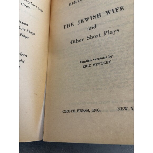 The Jewish Wife & Other Short Plays VTG 1965 Paperback By BERTOLT BRECHT - Picture 4 of 5